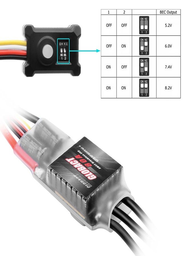 GLOBACT AM32 Crawler ESC 80A Power System 2-6S BEC 5.20-8.2V Adjustable for Axial SCX10 TRX4 TRX6 Redcat FMS RC4WD 1/10 RC Crawler Upgrade Parts - Image 5